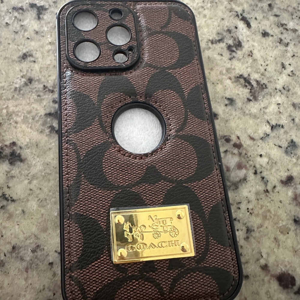 Coach Signature Brown and Gold iPhone 15/16 ProMax Case